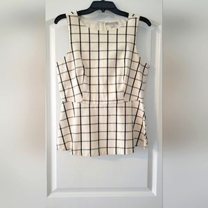 Black and white striped peplum top